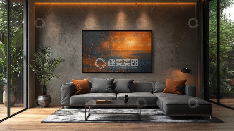 高清大图下载【趣麦麦图】灰色沙发木地板