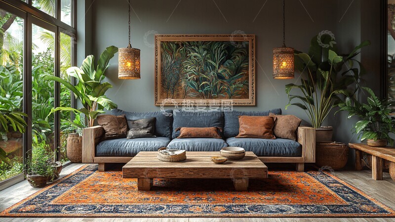 高清大图下载【趣麦麦图】木质沙发咖啡桌