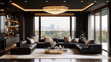 黑色皮革沙发客厅2