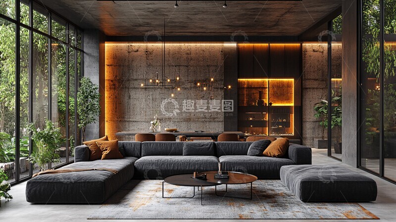 高清大图下载【趣麦麦图】工业风客厅设计4