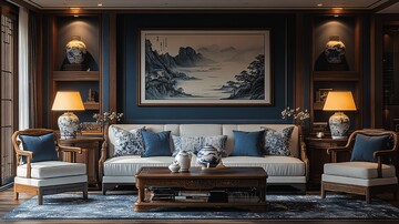 红木沙发咖啡桌瓷器画2