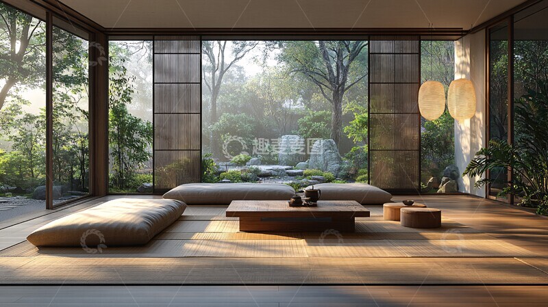 高清大图下载【趣麦麦图】禅意客厅布置1