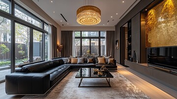 黑色皮革沙发客厅3