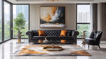 黑色皮革沙发客厅1