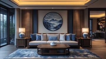 红木沙发咖啡桌瓷器画3