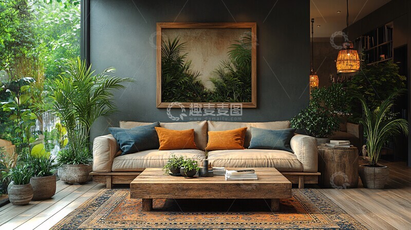 高清大图下载【趣麦麦图】木质沙发咖啡桌2