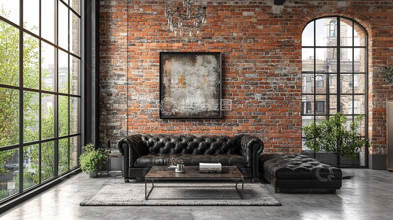 高清大图下载【趣麦麦图】工业风客厅设计