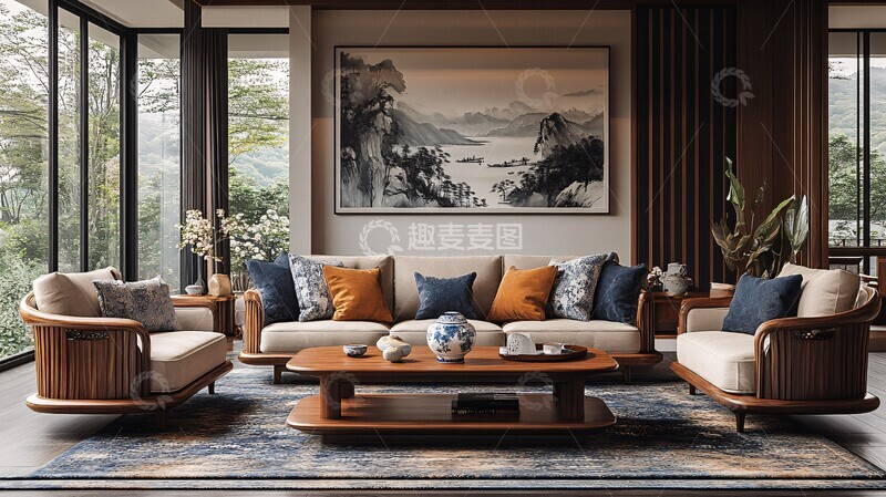 高清大图下载【趣麦麦图】红木沙发雕刻桌1