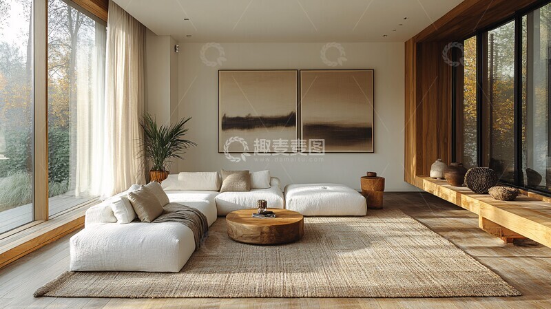 高清大图下载【趣麦麦图】白色沙发木桌空间