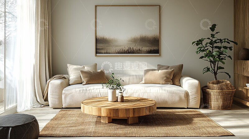 高清大图下载【趣麦麦图】简约木质客厅布置3