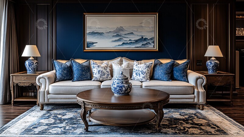 高清大图下载【趣麦麦图】红木沙发客厅布置1
