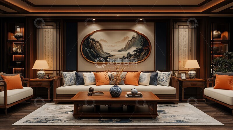 高清大图下载【趣麦麦图】玫瑰木沙发客厅2