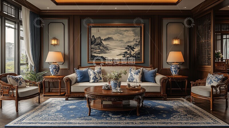 高清大图下载【趣麦麦图】玫瑰木沙发客厅