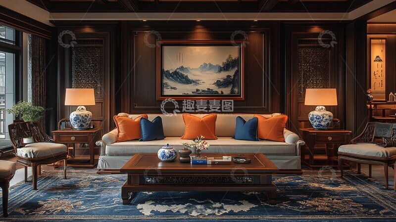 高清大图下载【趣麦麦图】玫瑰木沙发客厅3
