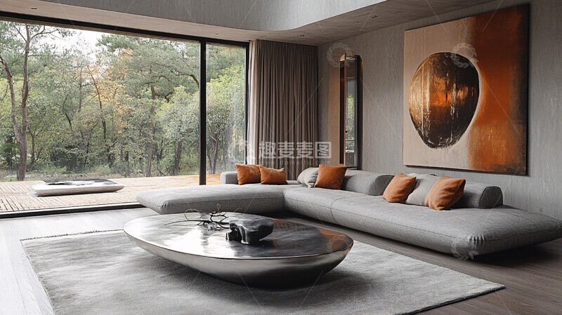 高清大图下载【趣麦麦图】灰色沙发金属茶桌3
