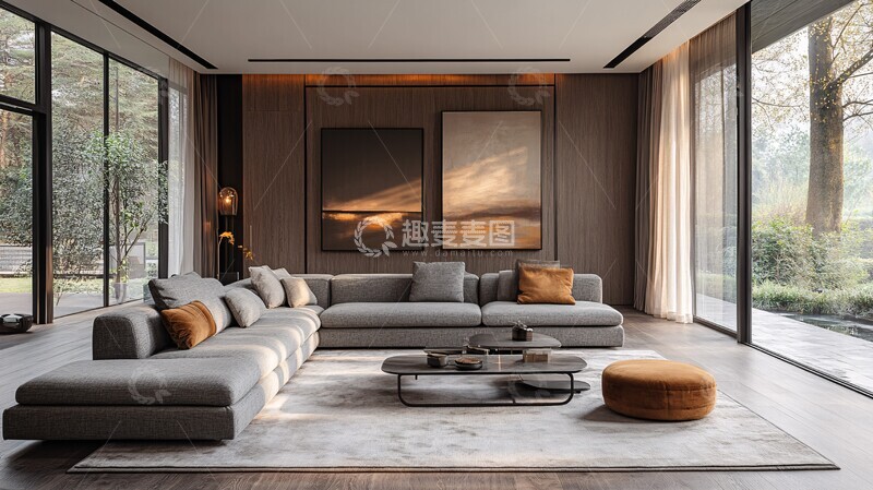 高清大图下载【趣麦麦图】灰色沙发金属茶桌1