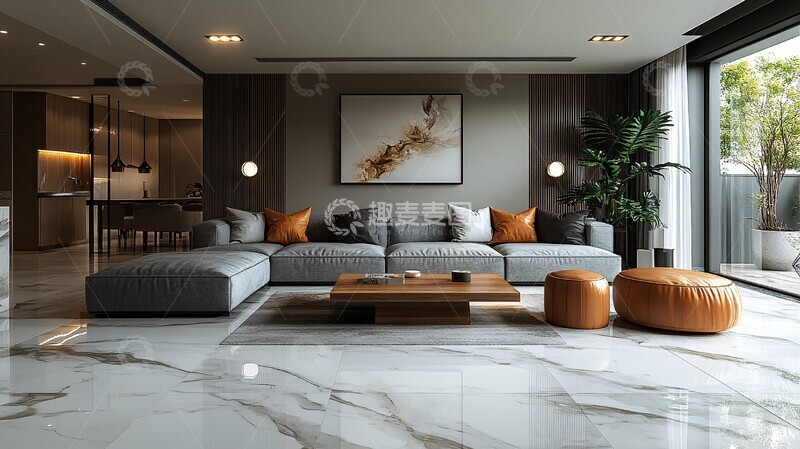 高清大图下载【趣麦麦图】灰色沙发木桌空间2