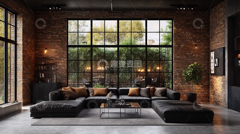 高清大图下载【趣麦麦图】工业风客厅设计8