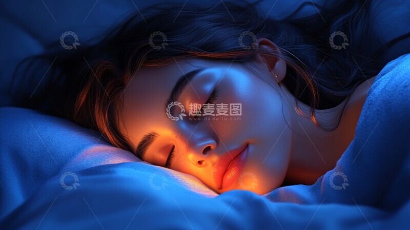 高清大图下载【趣麦麦图】一位年轻女子正在她的床上睡觉1