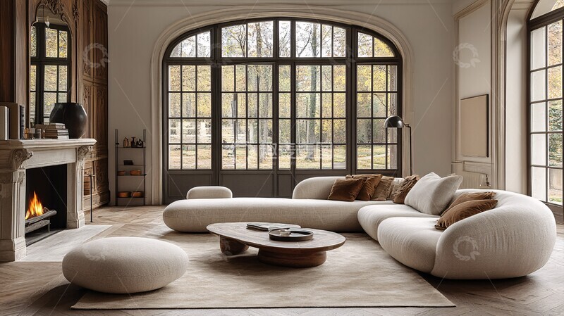 高清大图下载【趣麦麦图】现代客厅布艺沙发1