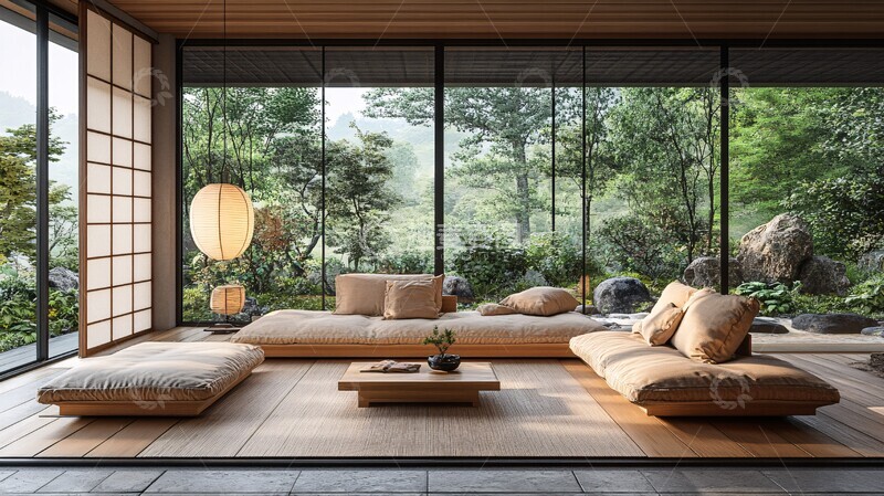 高清大图下载【趣麦麦图】木质沙发简约空间1