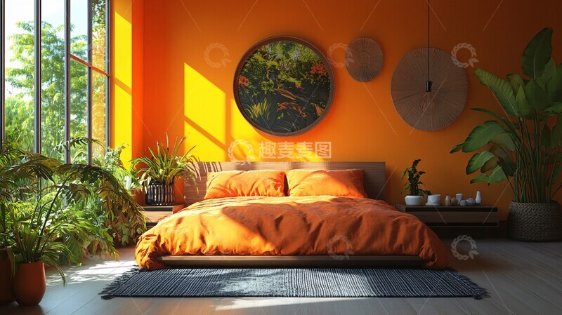 高清大图下载【趣麦麦图】渲染的卡通风格卧室背景