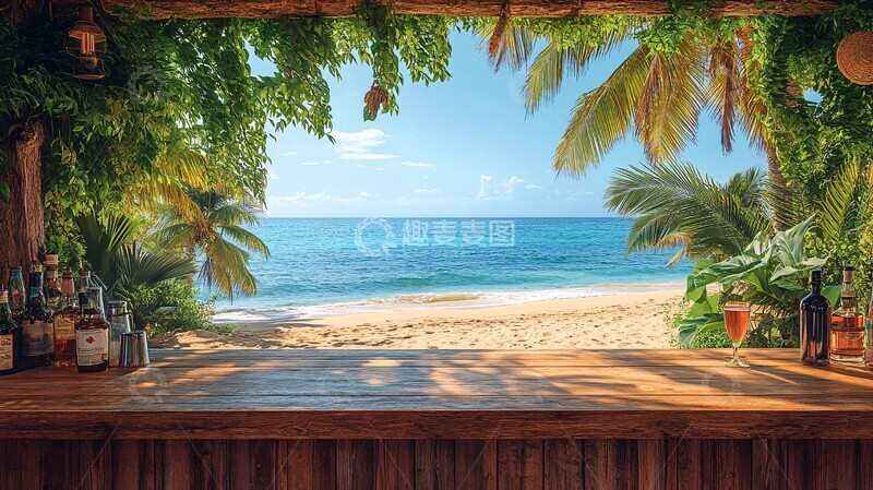 高清大图下载【趣麦麦图】海滩酒吧平房建筑咖啡厅或餐厅