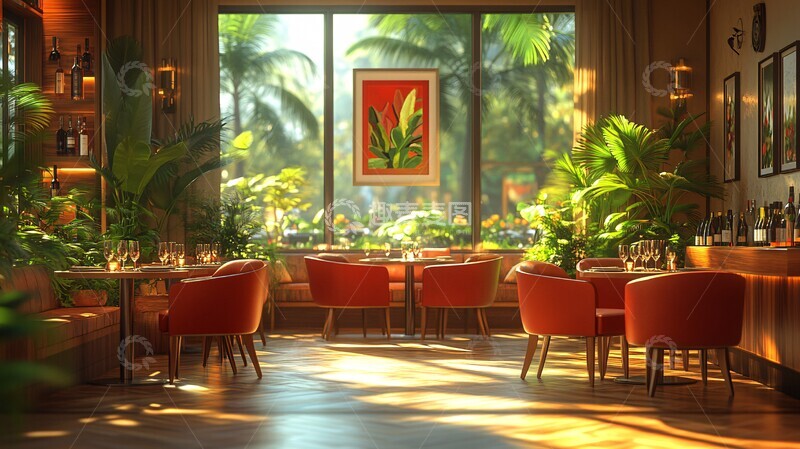 高清大图下载【趣麦麦图】卡通风格室内餐厅装饰1