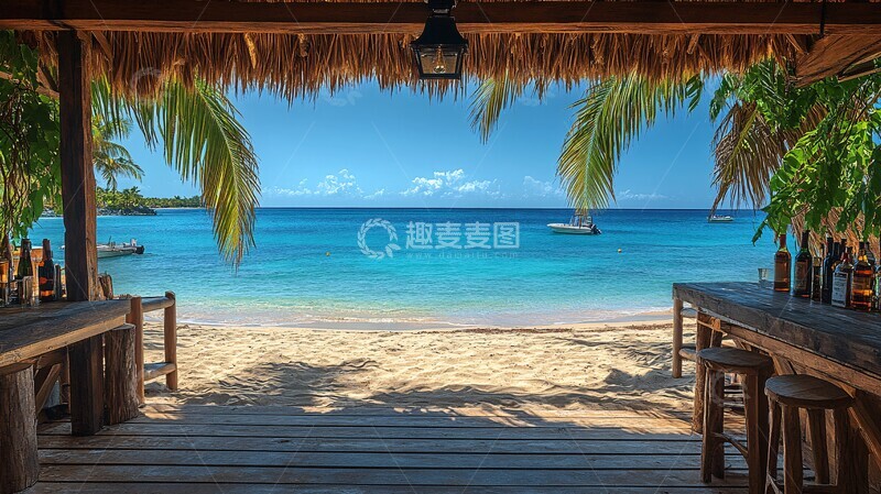 高清大图下载【趣麦麦图】海滩酒吧平房建筑咖啡厅或餐厅1