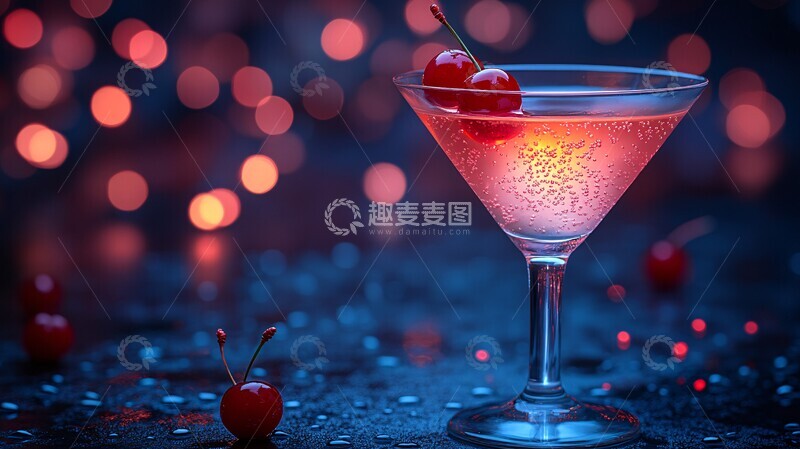 高清大图下载【趣麦麦图】酒吧吧台上的鸡尾酒特写