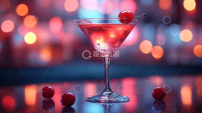 高清大图下载【趣麦麦图】酒吧吧台上的鸡尾酒特写3
