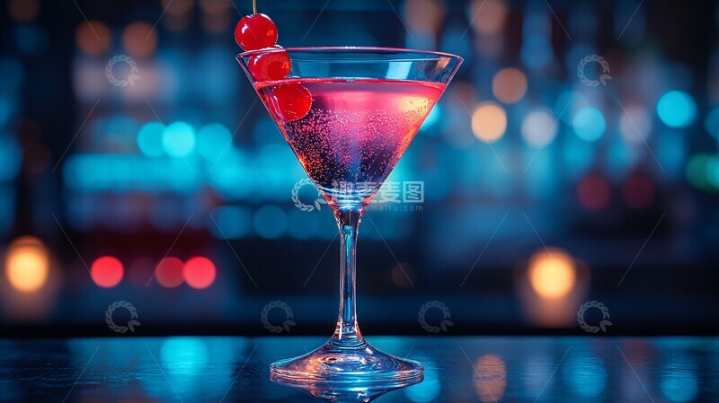 高清大图下载【趣麦麦图】酒吧吧台上的鸡尾酒特写2