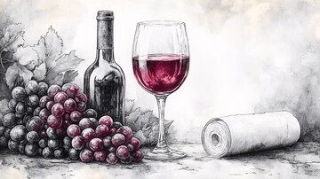 古典葡萄酒插画