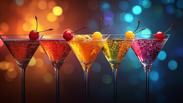 风格化矢量与樱桃鸡尾酒杯3