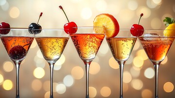 风格化矢量与樱桃鸡尾酒杯1