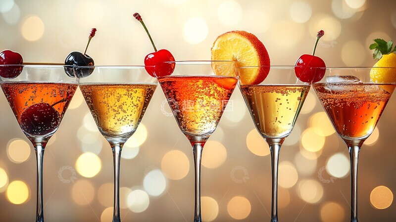 风格化矢量与樱桃鸡尾酒杯1