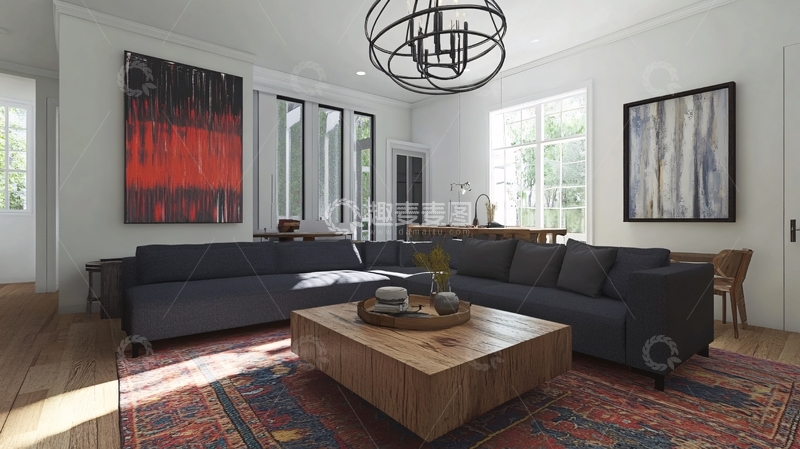 高清大图下载【趣麦麦图】红色客厅灵感1