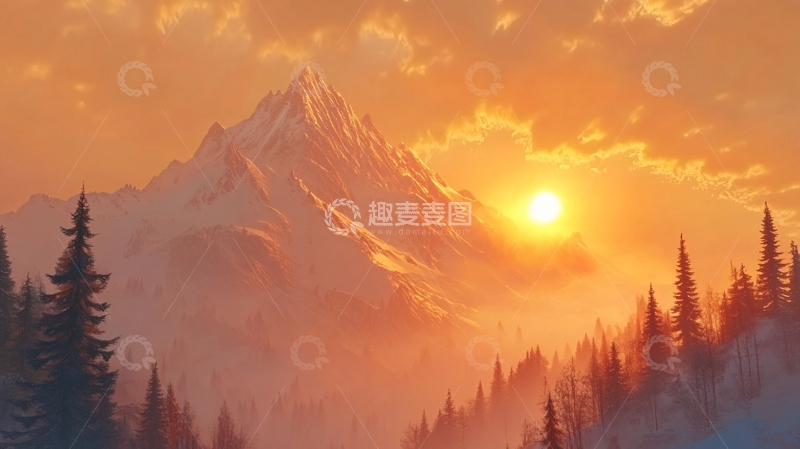 高清大图下载【趣麦麦图】雪山原画67