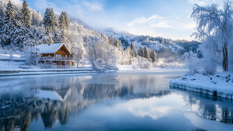 高清大图下载【趣麦麦图】唯美冬日湖景清晨11