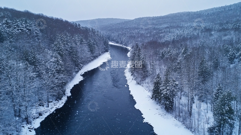 高清大图下载【趣麦麦图】冬季森林航拍