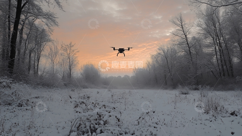 高清大图下载【趣麦麦图】冬天日出冬天森林日出1