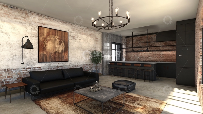 高清大图下载【趣麦麦图】工业风客厅16