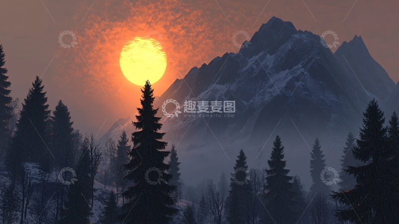 高清大图下载【趣麦麦图】冬日山林风光插图5