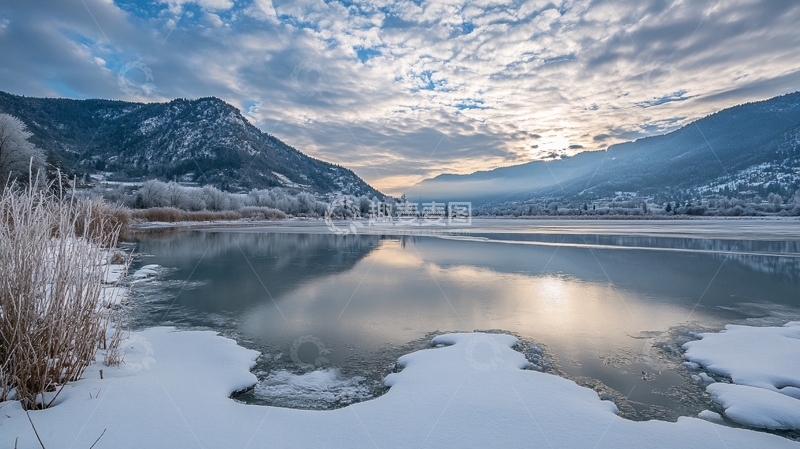 高清大图下载【趣麦麦图】唯美冬日湖景清晨12