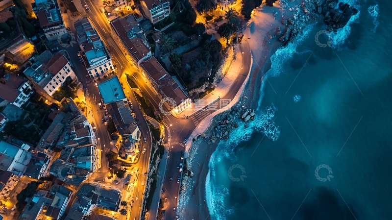 高清大图下载【趣麦麦图】航拍海边小镇