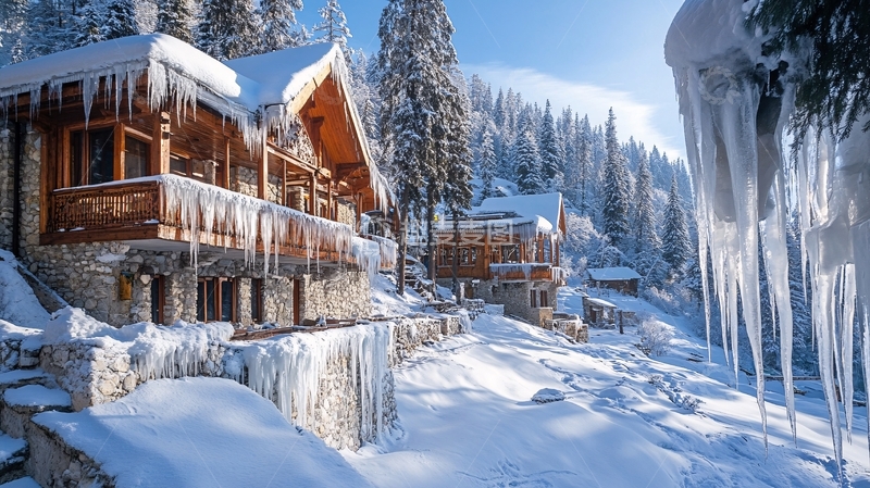高清大图下载【趣麦麦图】冰雪雪景独栋别墅2