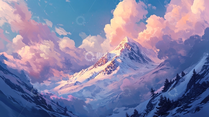 高清大图下载【趣麦麦图】雪山原画52
