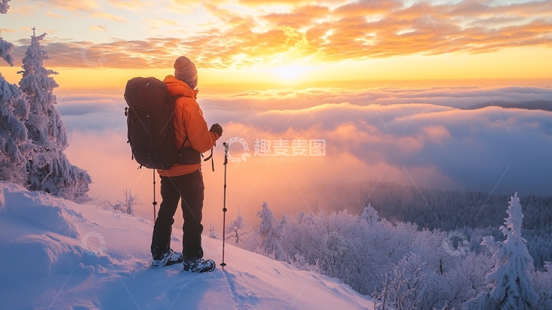 高清大图下载【趣麦麦图】冬季户外登山雪景12