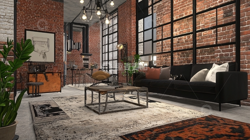 高清大图下载【趣麦麦图】工业风客厅17