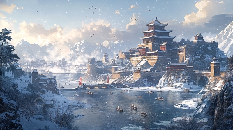 高清大图下载【趣麦麦图】横店插画6